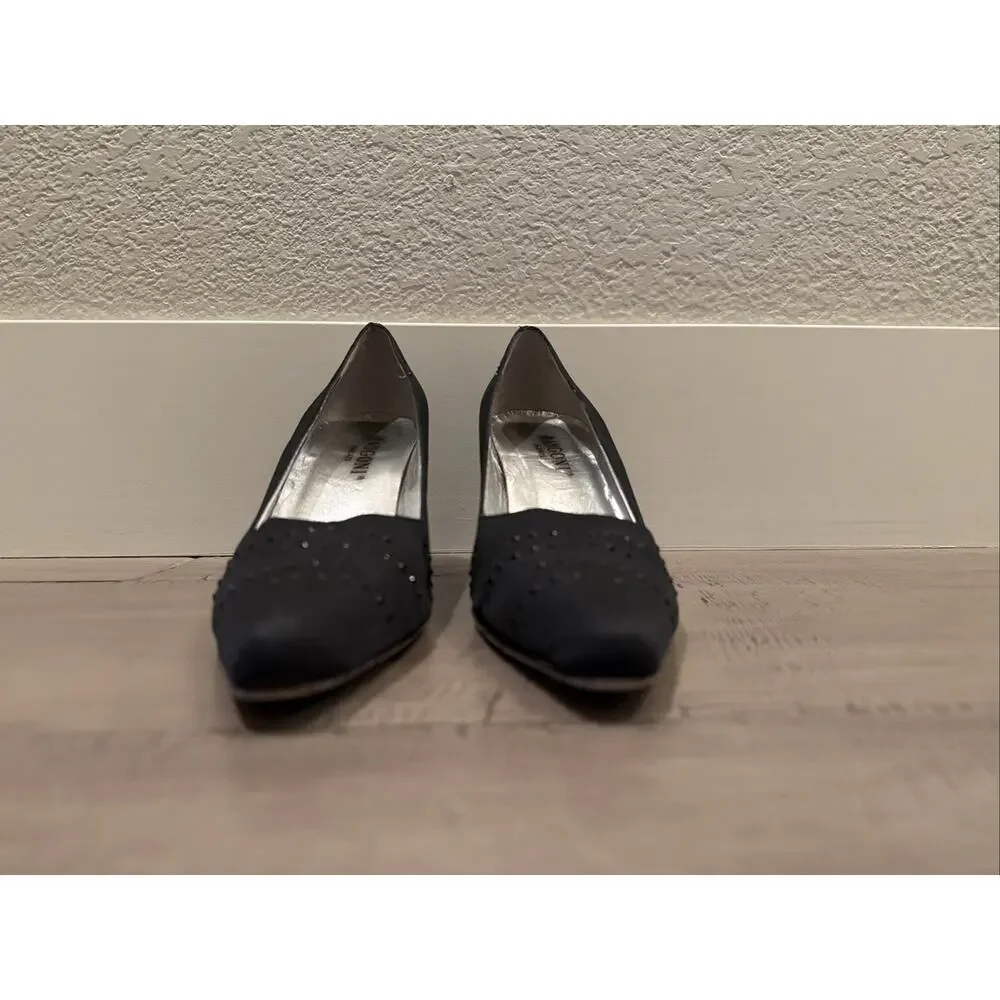 Vintage Rangoni Firenze Italy Handmade Pumps Heels Shoes Black 80s 90s 7.5 AAA